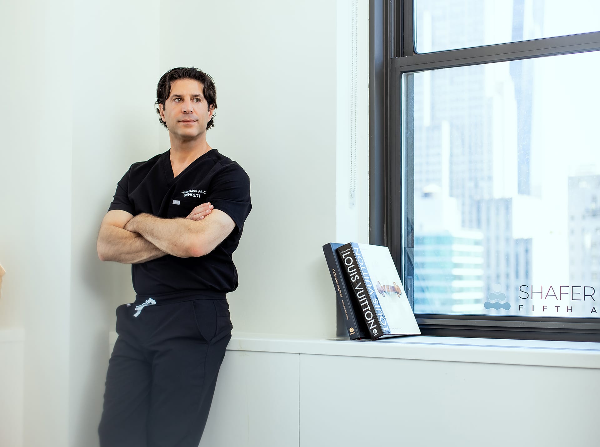 doctor standing near window